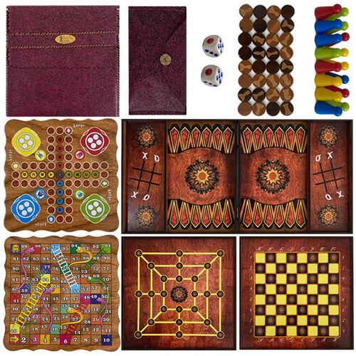 پک هشت بازی تخته نرد، شطرنج، منچ، دوز و ...